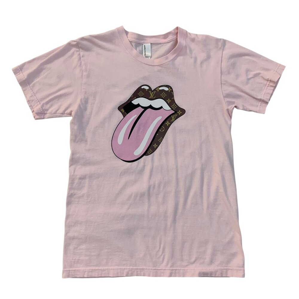 American Apparel Women's size S Pink Rolling Stones Tongue T-Shirt